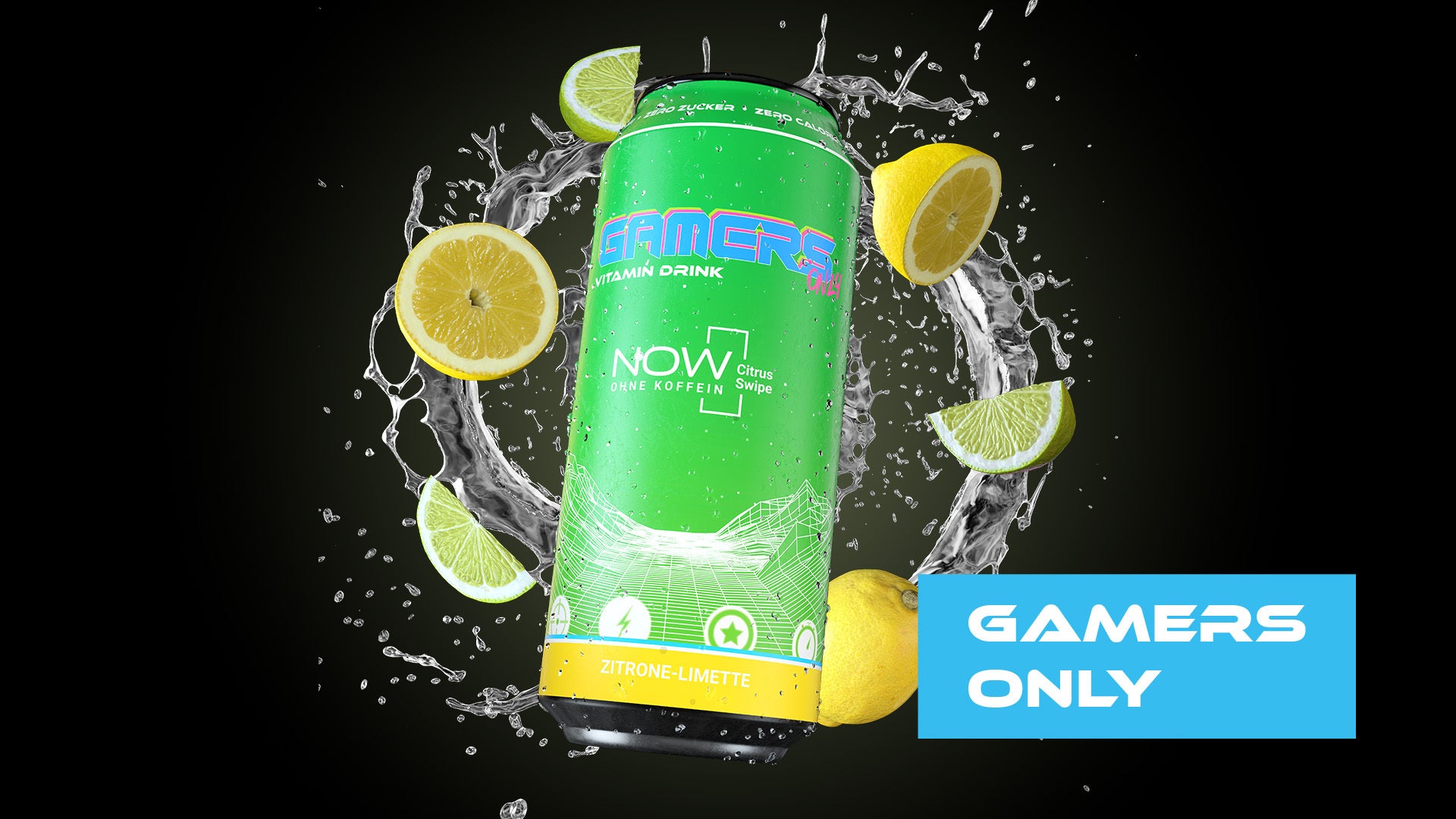 Dose GO NOW Vitamin Drink Citrus Swipe mit Swirl und Früchten